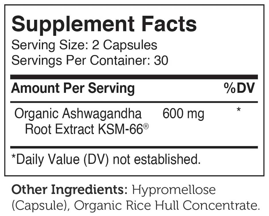Advanced Nutrition By Zahler Ashwagandha 600 Ingredients