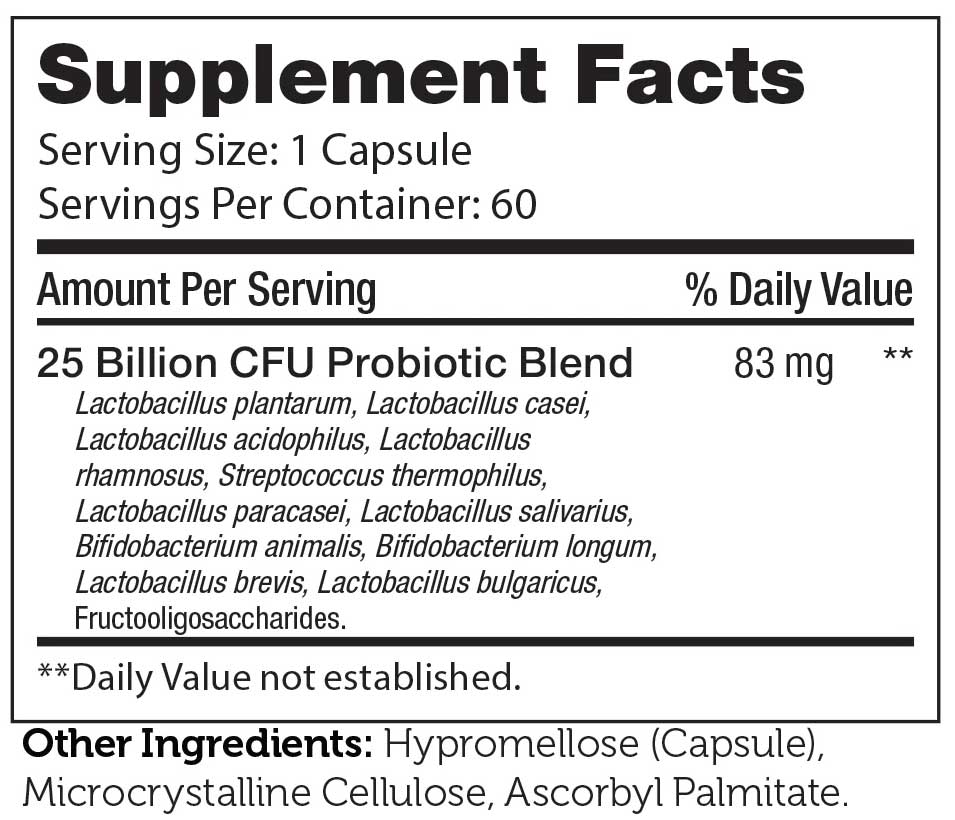 Advanced Nutrition By Zahler BioDophilus25 Ingredients