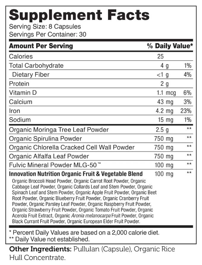 Advanced Nutrition By Zahler CoreGreens Capsule Ingredients