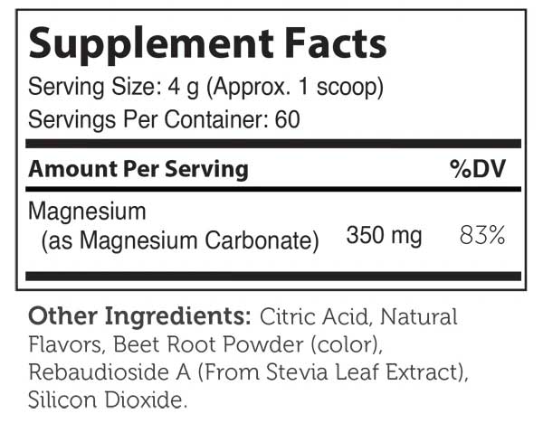 Advanced Nutrition By Zahler Magnesium Powder Ingredients