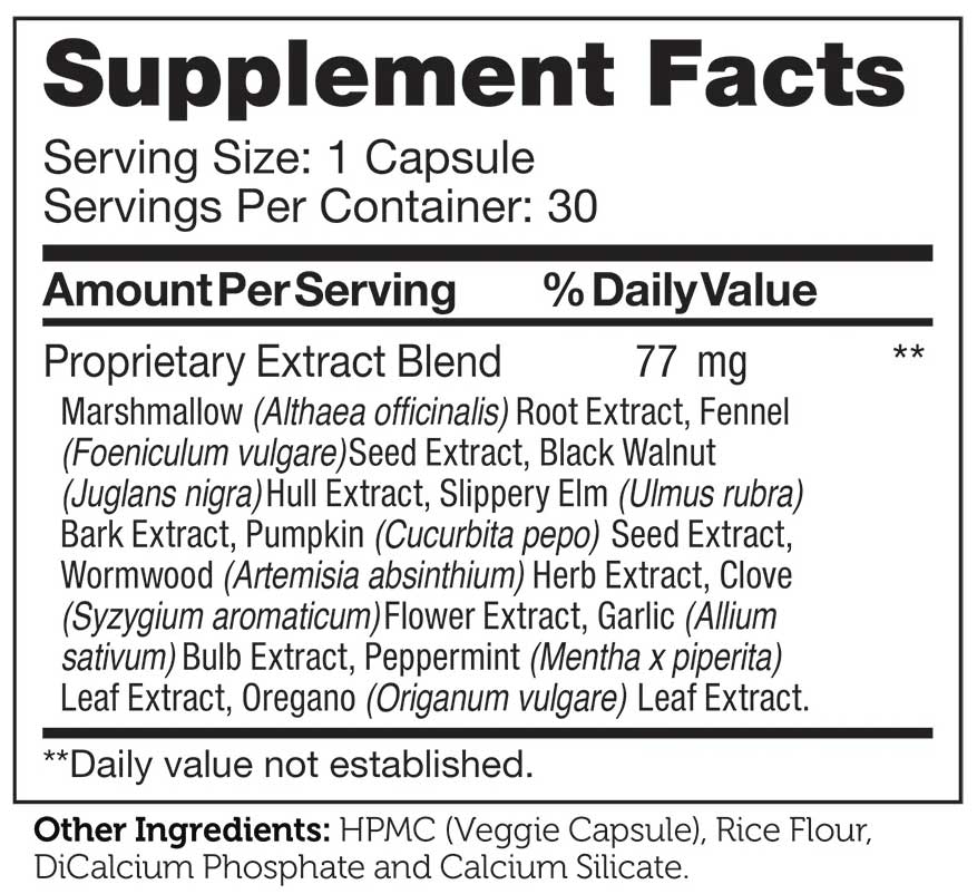 Advanced Nutrition By Zahler ParaGuard Capsules Ingredients