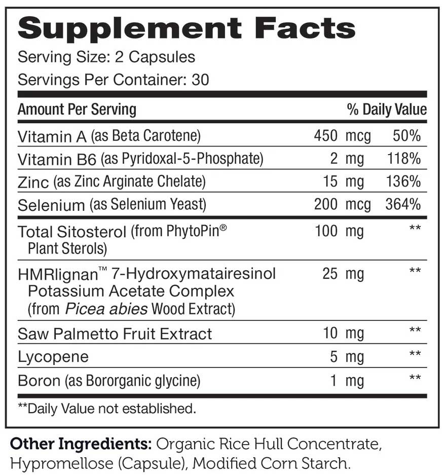 Advanced Nutrition By Zahler ProstAid+ Ingredients