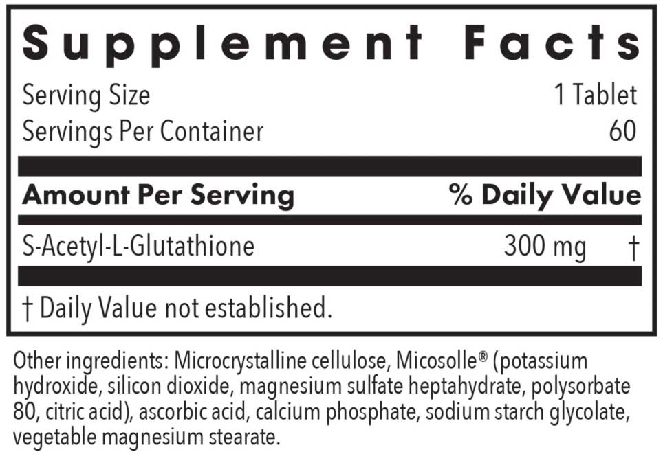 Allergy Research Group Acetyl-Glutathione 300 mg Ingredients