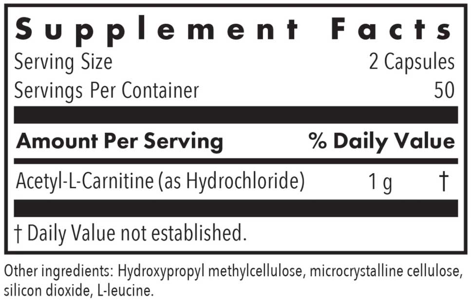 Allergy Research Group Acetyl-L-Carnitine 500 mg Ingredients