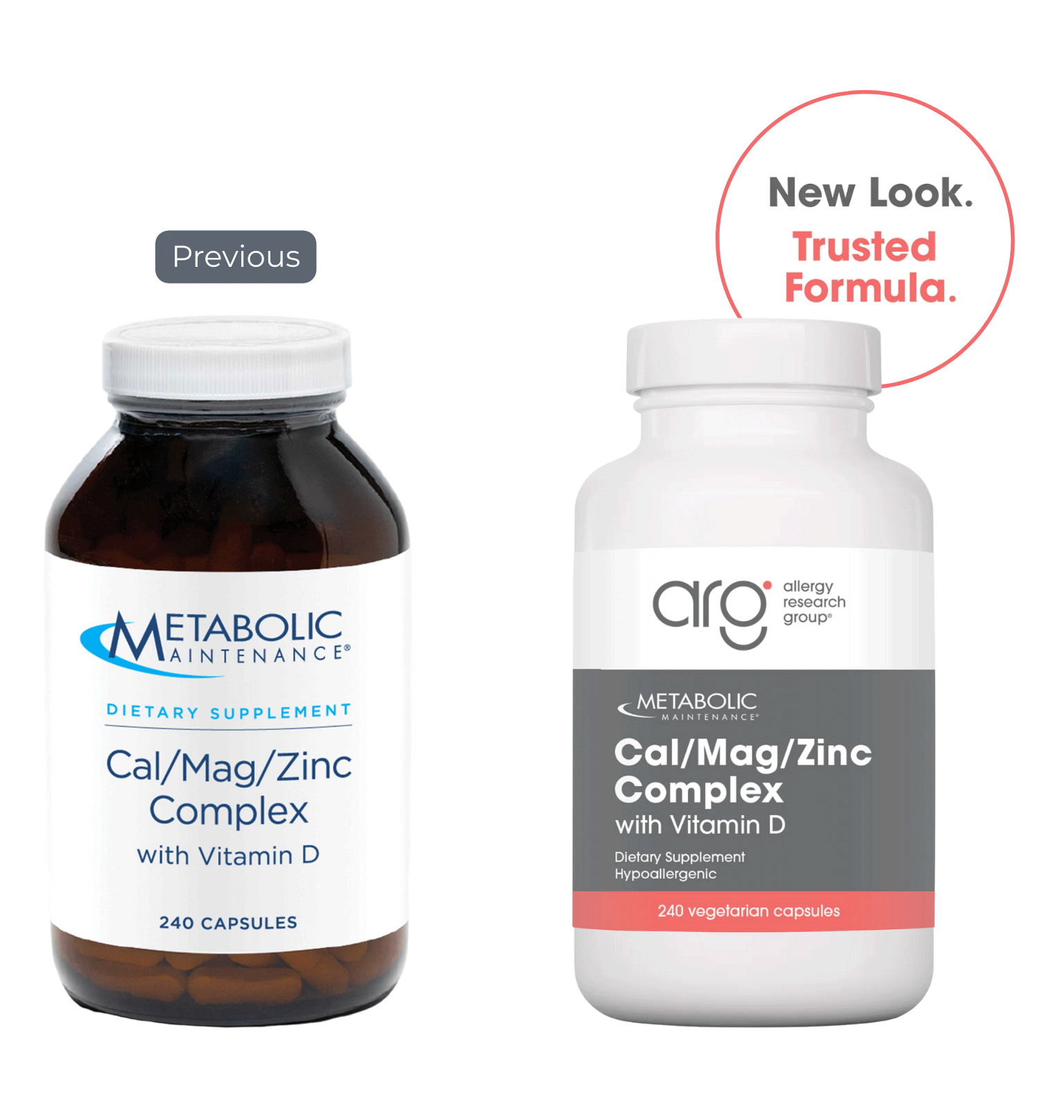 Allergy Research Group B-Complex Cal/Mag/Zinc Complex with Vitamin D (Formerly Metabolic Maintenance) New Look