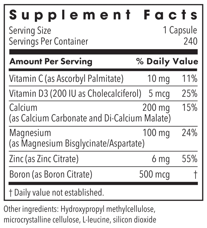 Allergy Research Group B-Complex Cal/Mag/Zinc Complex with Vitamin D (Formerly Metabolic Maintenance) Ingredients