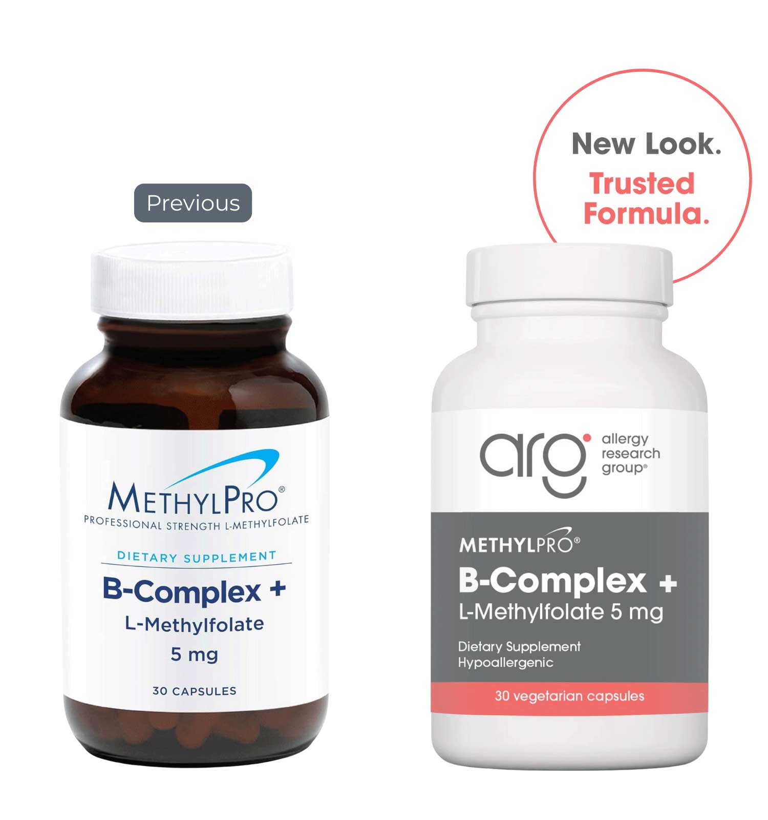 Allergy Research Group B-Complex + 5 mg L-Methylfolate (Formerly MethylPro) New Look