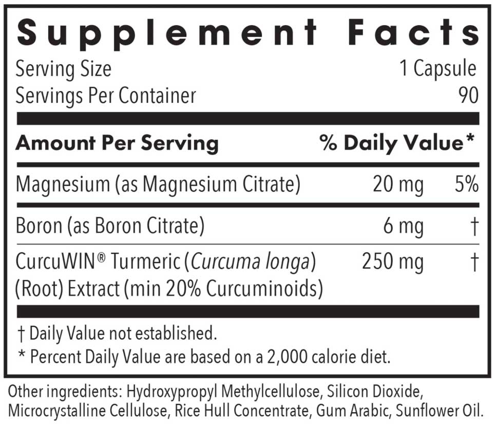 Allergy Research Group Boron Joint with CurcuWin Ingredients