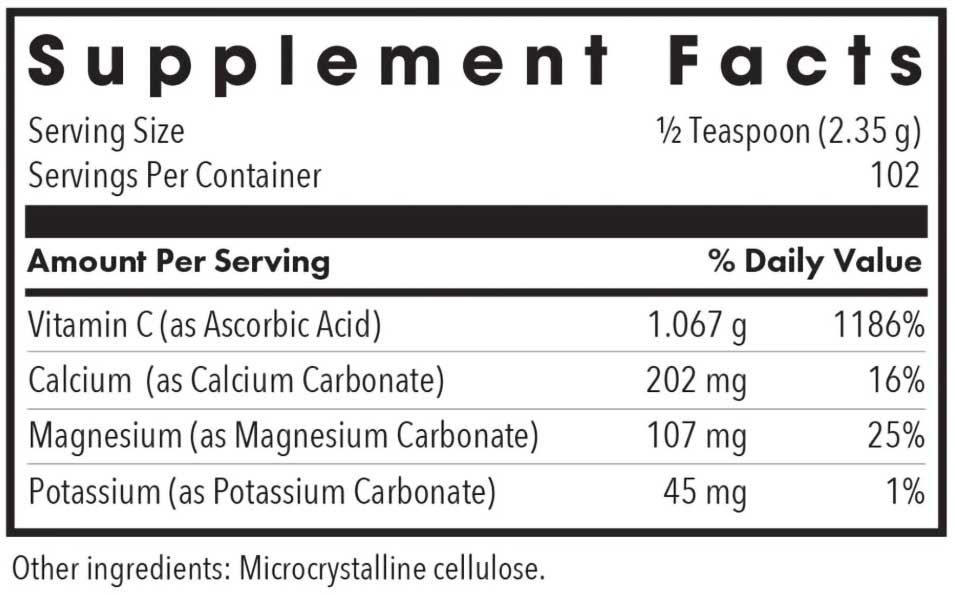 Allergy Research Group Buffered Vitamin C Powder Ingredients