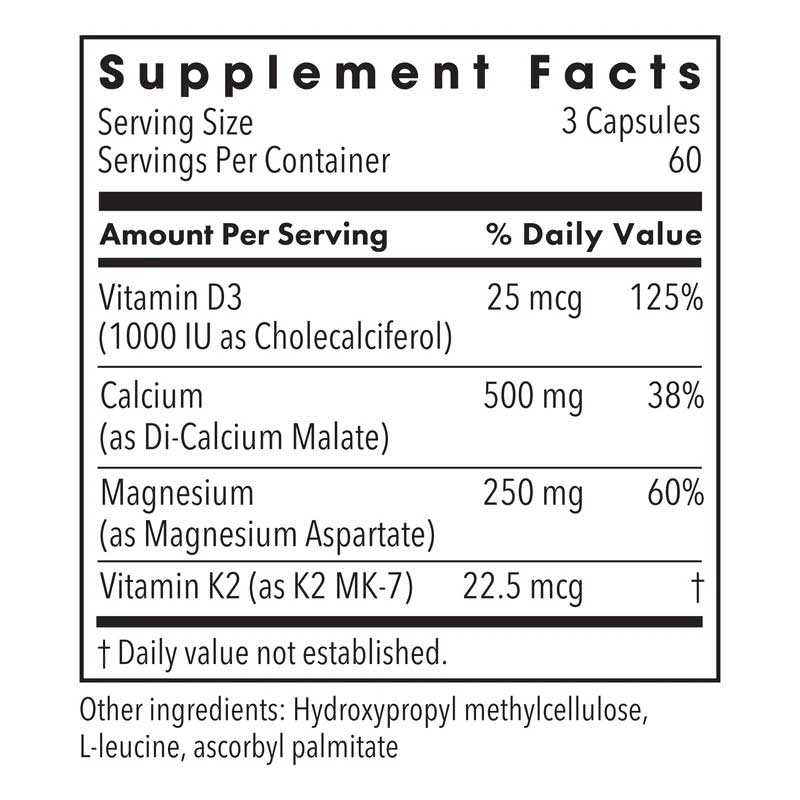 Allergy Research Group Cal/Mag Plus w/ Vitamin D and K-2 (Formerly Metabolic Maintenance) Ingredients