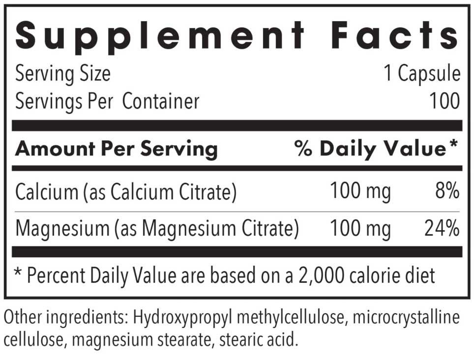 Allergy Research Group Calcium Magnesium Citrate Ingredients
