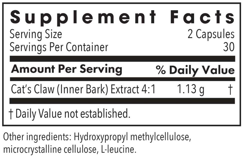 Allergy Research Group Cat's Claw Ingredients