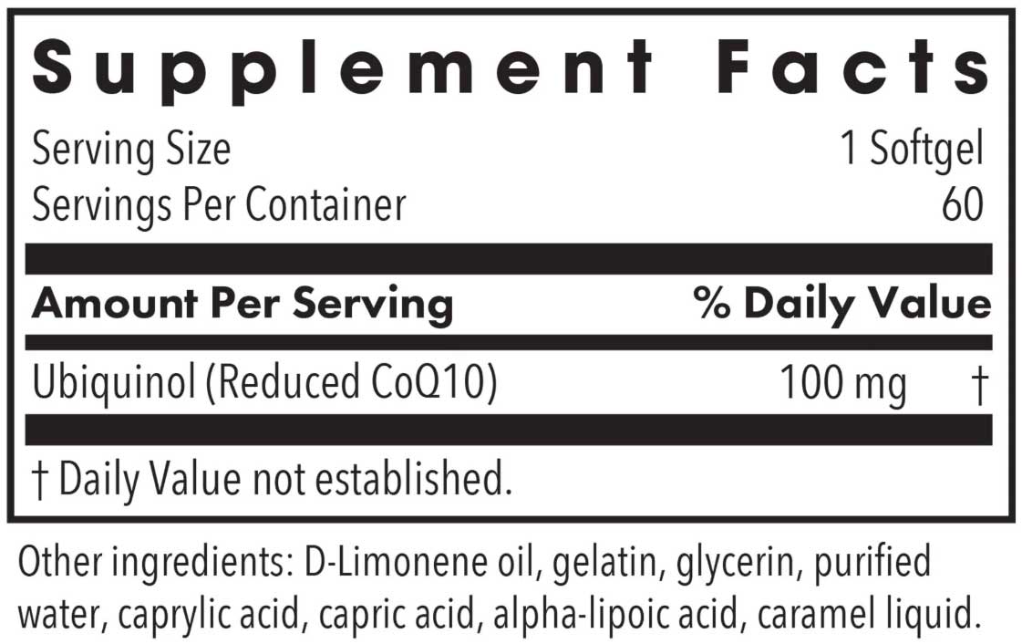 Allergy Research Group CoQ10 Ubiquinol Ingredients