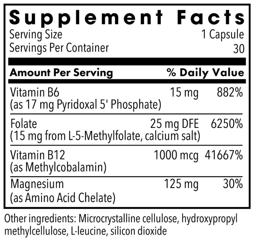 Allergy Research Group Cofactors + L-Methylfolate 15 mg (Formerly MethylPro) Ingredients