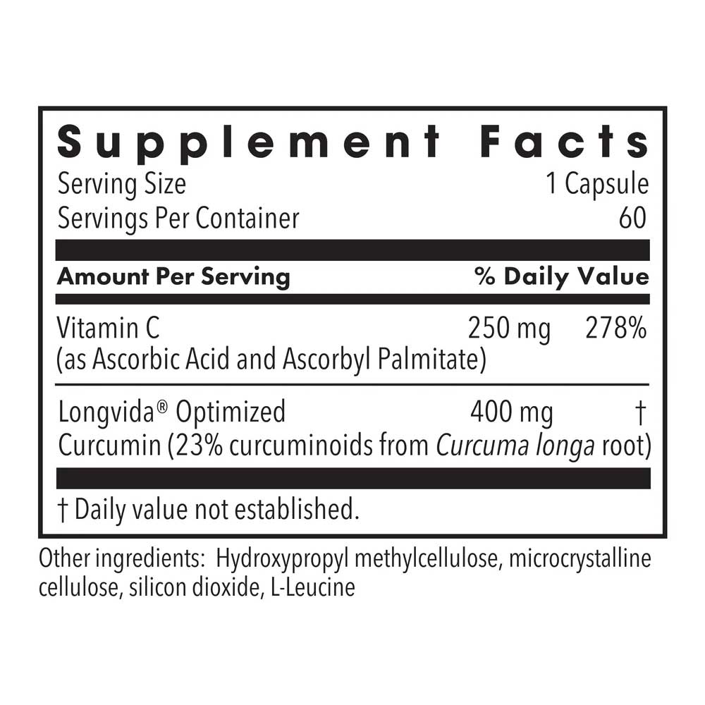 Allergy Research Group Curcumin + C (Formerly Metabolic Maintenance) Ingredients