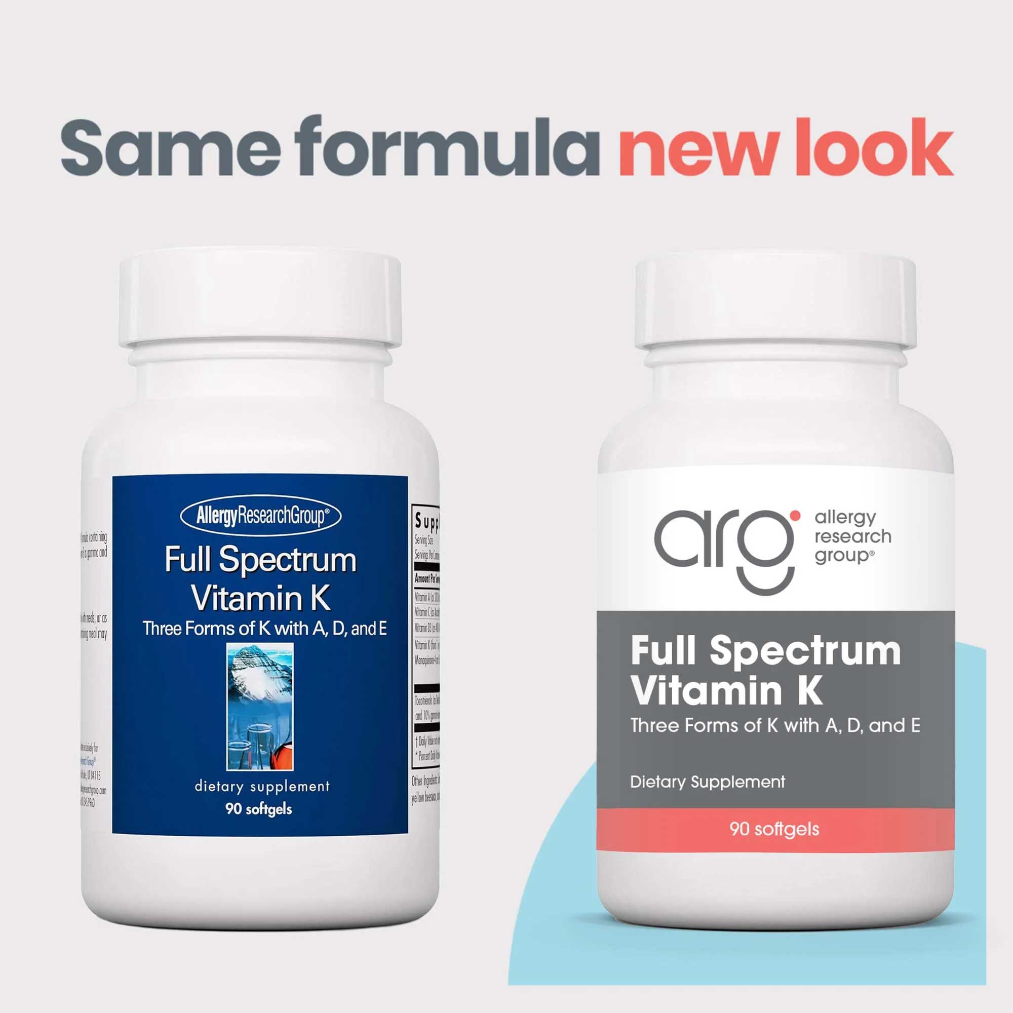 Allergy Research Group Full Spectrum Vitamin K New Look