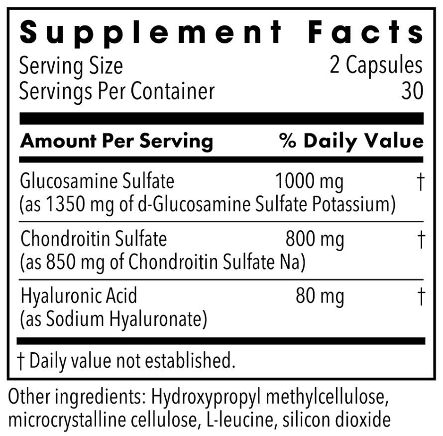 Allergy Research Group Glucosamine Chondroitin w/ Hyaluronic Acid (Formerly Metabolic Maintenance) Ingredients