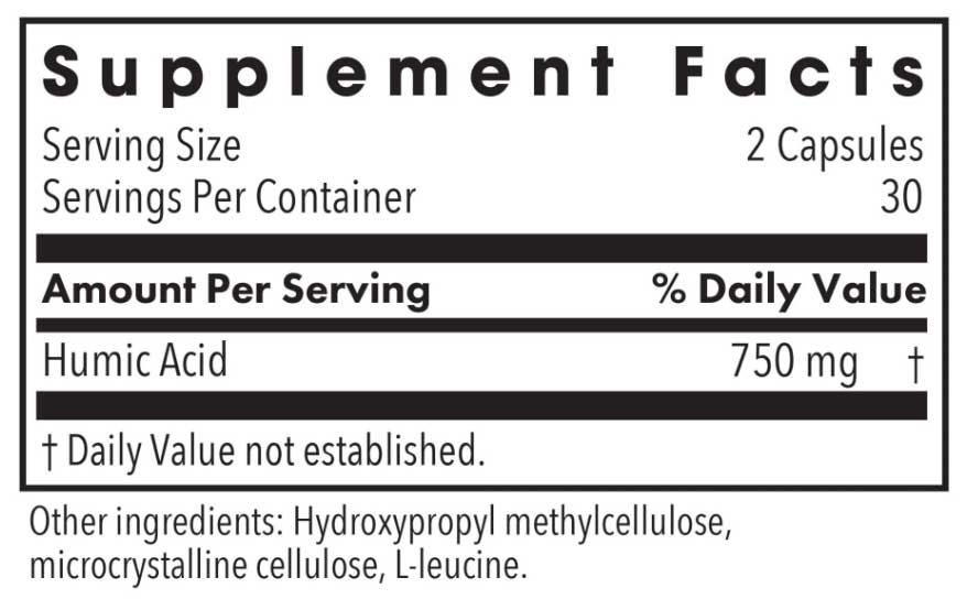 Allergy Research Group Humic Acid Ingredients