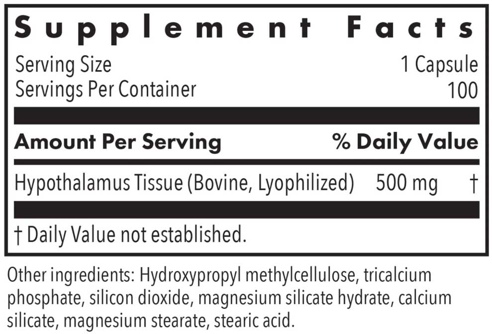 Allergy Research Group Hypothalamus Ingredients