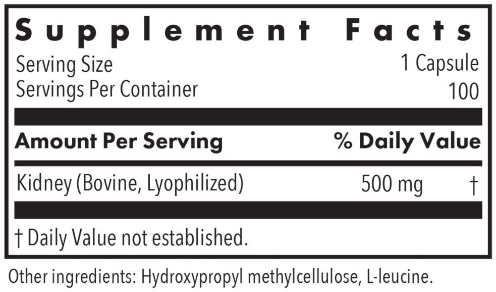 Allergy Research Group Kidney Beef Ingredients