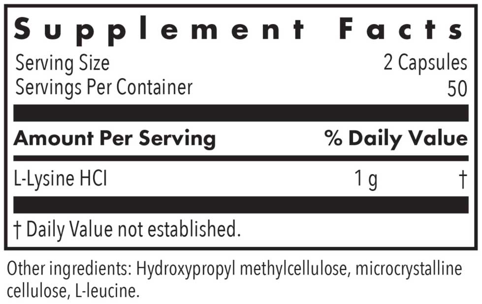 Allergy Research Group L-Lysine Ingredients