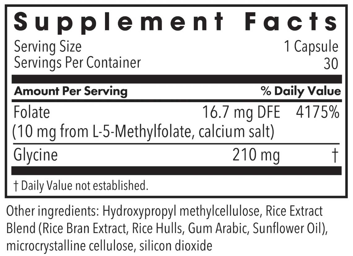 Allergy Research Group L-Methylfolate 10 mg (Formerly MethylPro) Ingredients