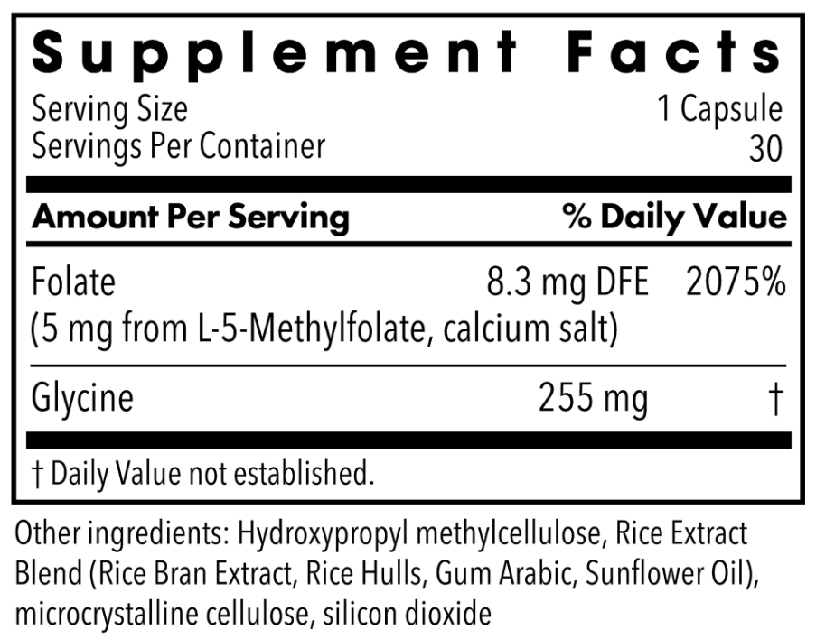 Allergy Research Group L-Methylfolate 5 mg (Formerly MethylPro) Ingredients