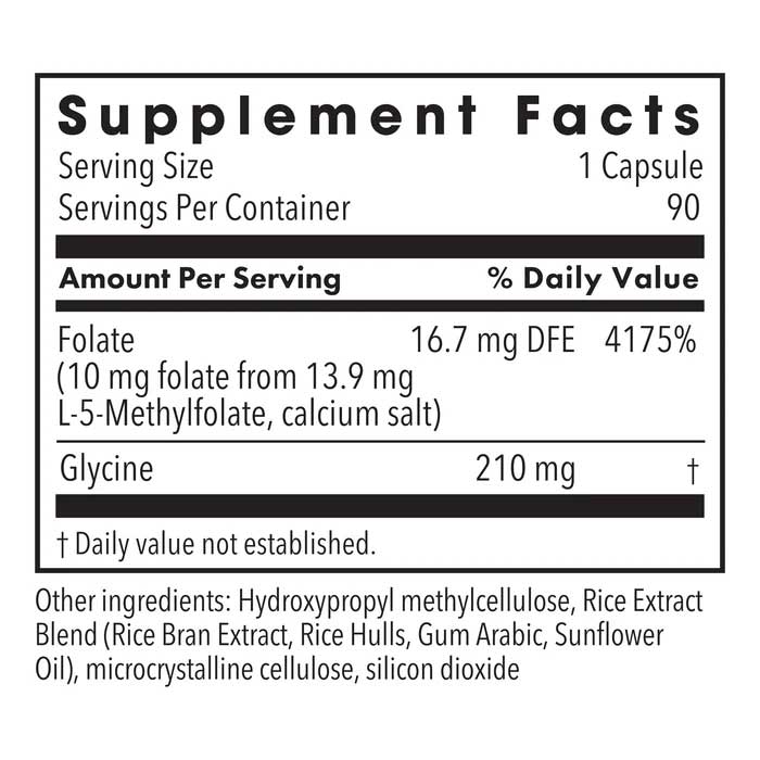 Allergy Research Group L-Methylfolate (Formerly Metabolic Maintenance) Ingredients