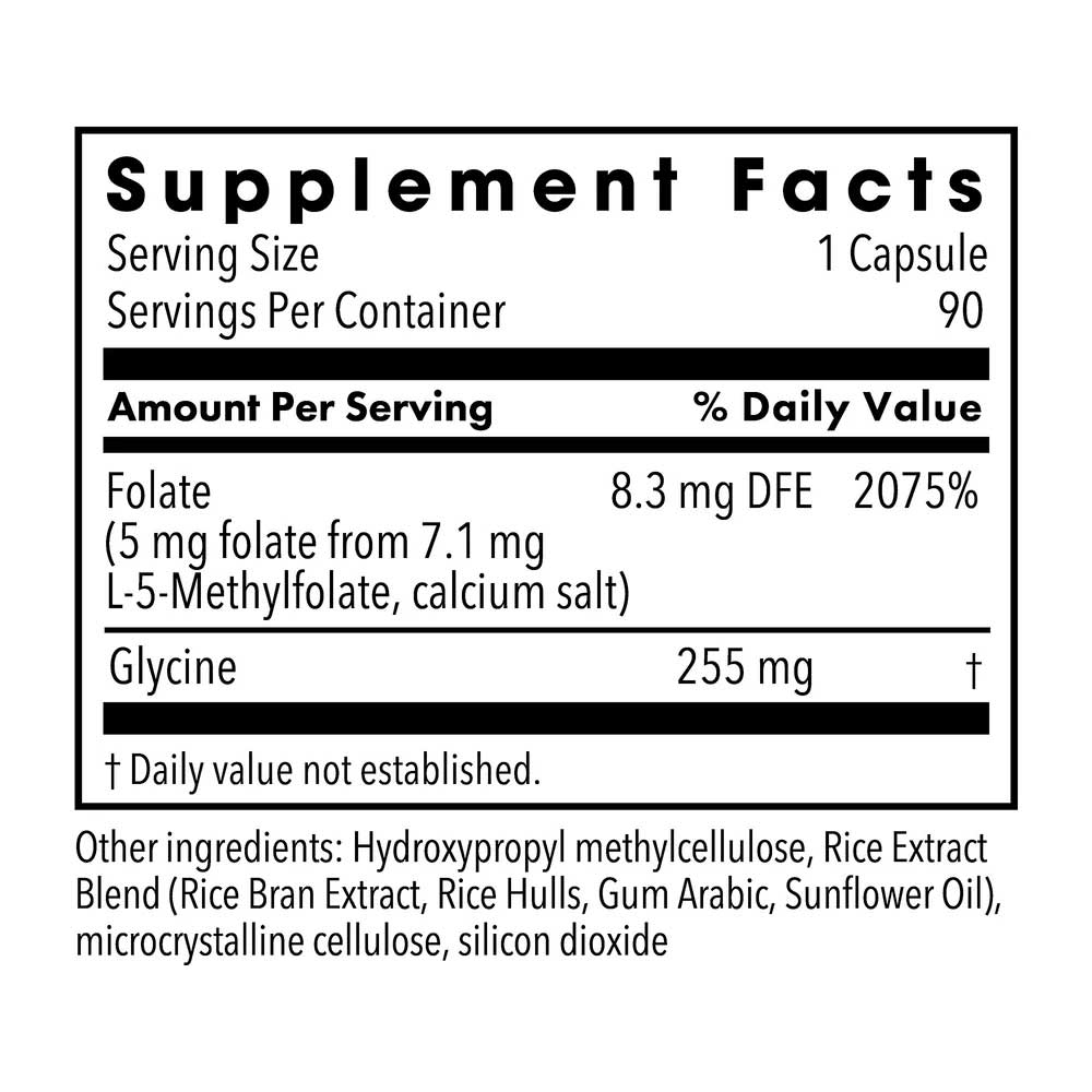 Allergy Research Group L-Methylfolate (Formerly Metabolic Maintenance) Ingredients