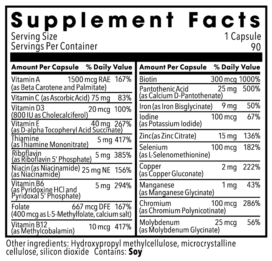 Allergy Research Group Little One Children's Multivitamin (Formerly Metabolic Maintenance) Ingredients