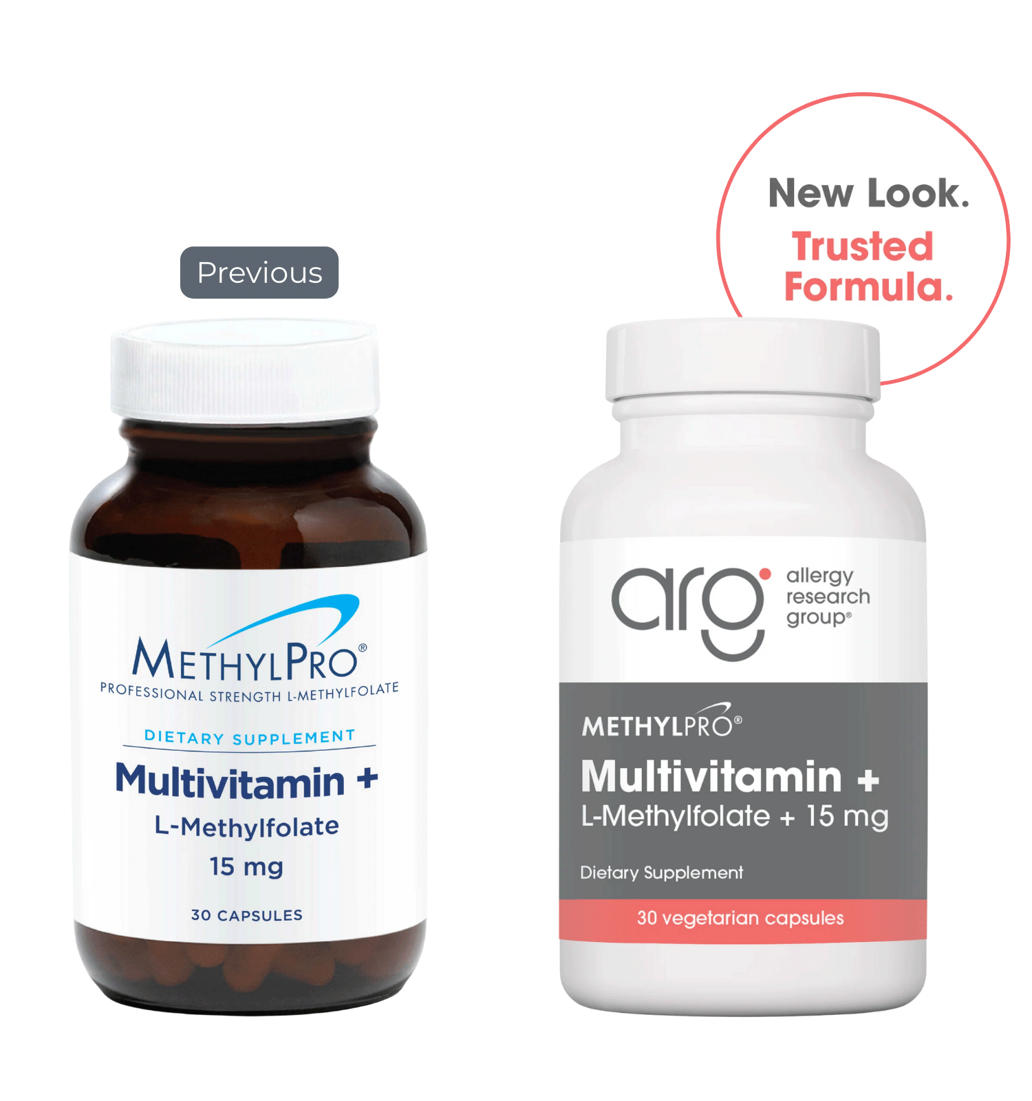 Allergy Research Group Multivitamin + L-Methylfolate 15 mg (Formerly MethylPro) New Look