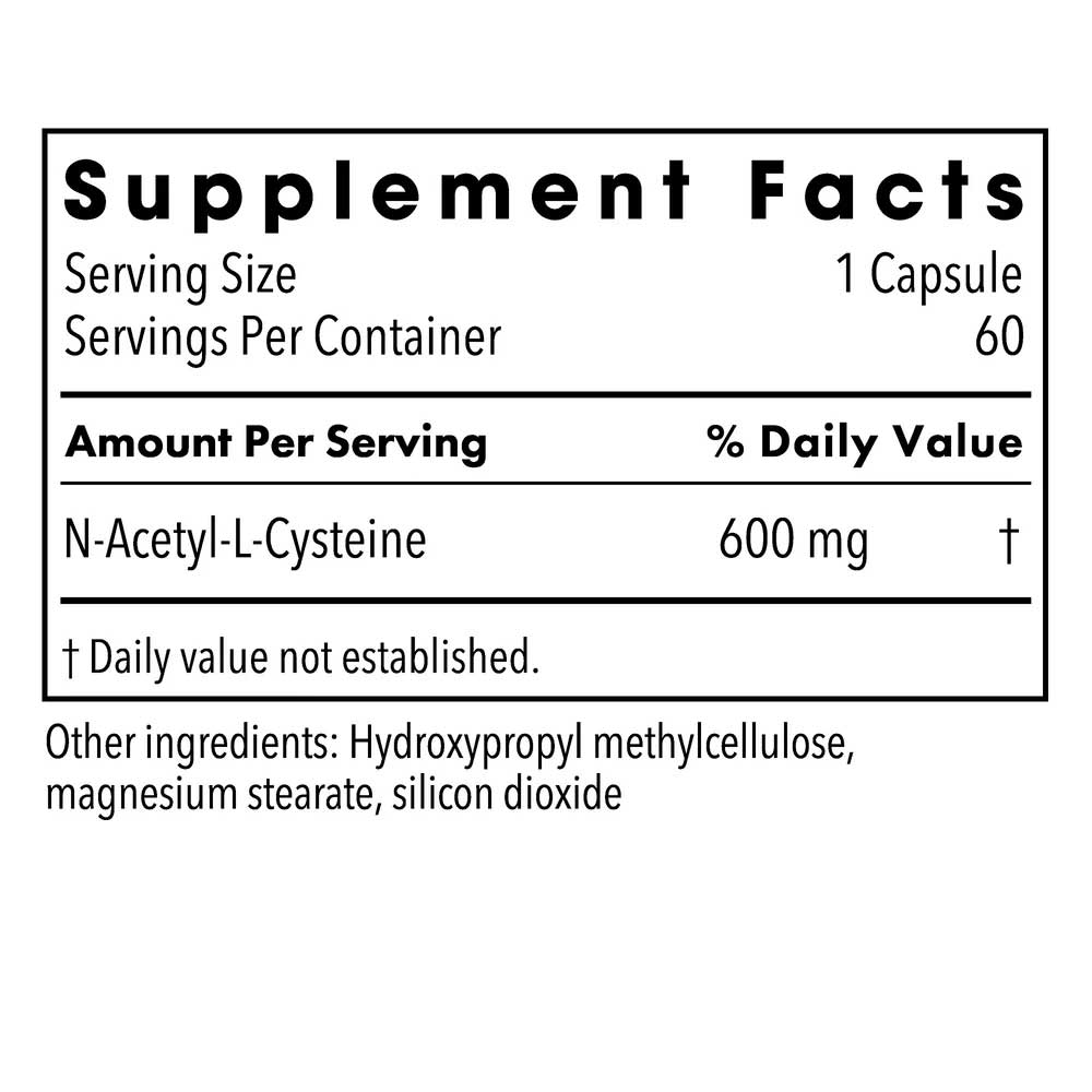 Allergy Research Group NAC 600 mg (Formerly Metabolic Maintenance) Ingredients