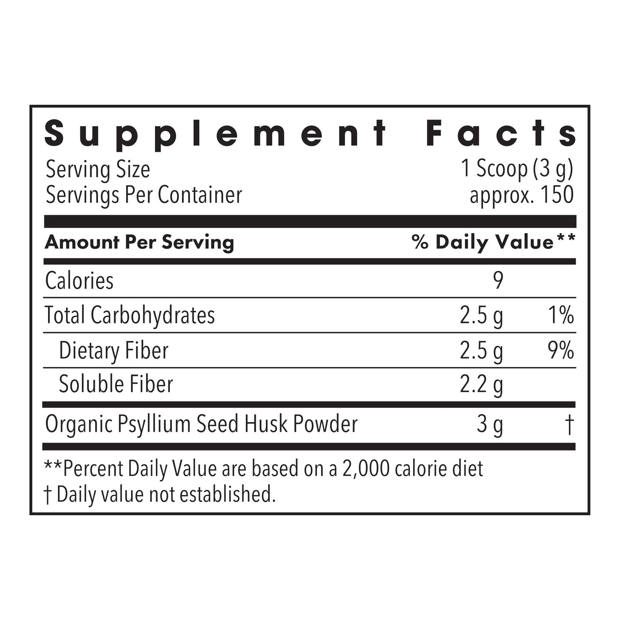 Allergy Research Group Organic Psyllium Husk Powder (Formerly Metabolic Maintenance) Ingredients