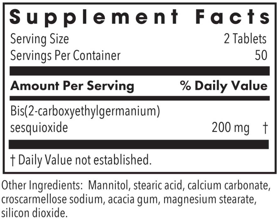 Allergy Research Group Organo-Germanium Ge-132 Ingredients