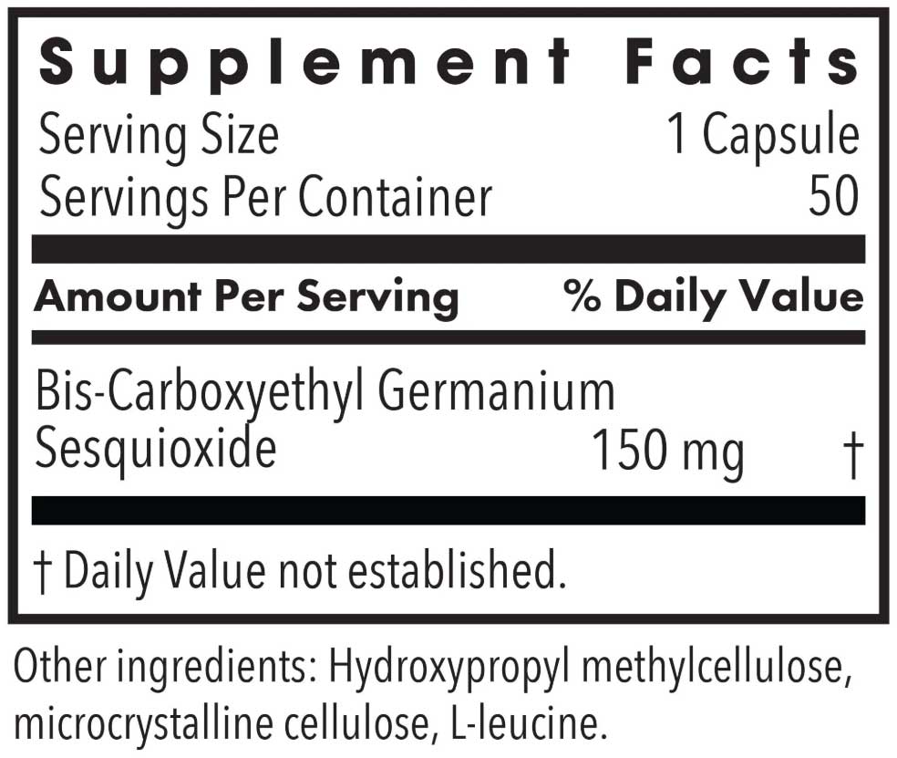 Allergy Research Group Organo-Germanium Ge-132 Ingredients