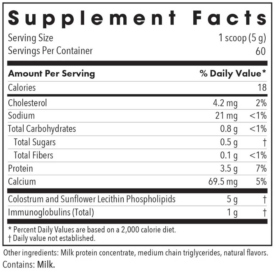 Allergy Research Group Phospholipid Colostrum Ingredients