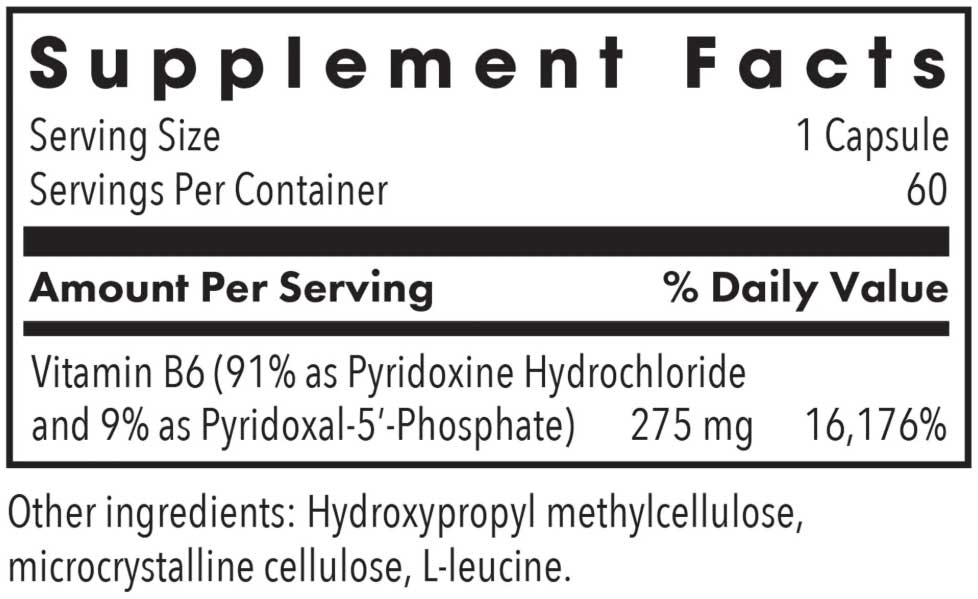 Allergy Research Group Pyridoxine P5P Ingredients