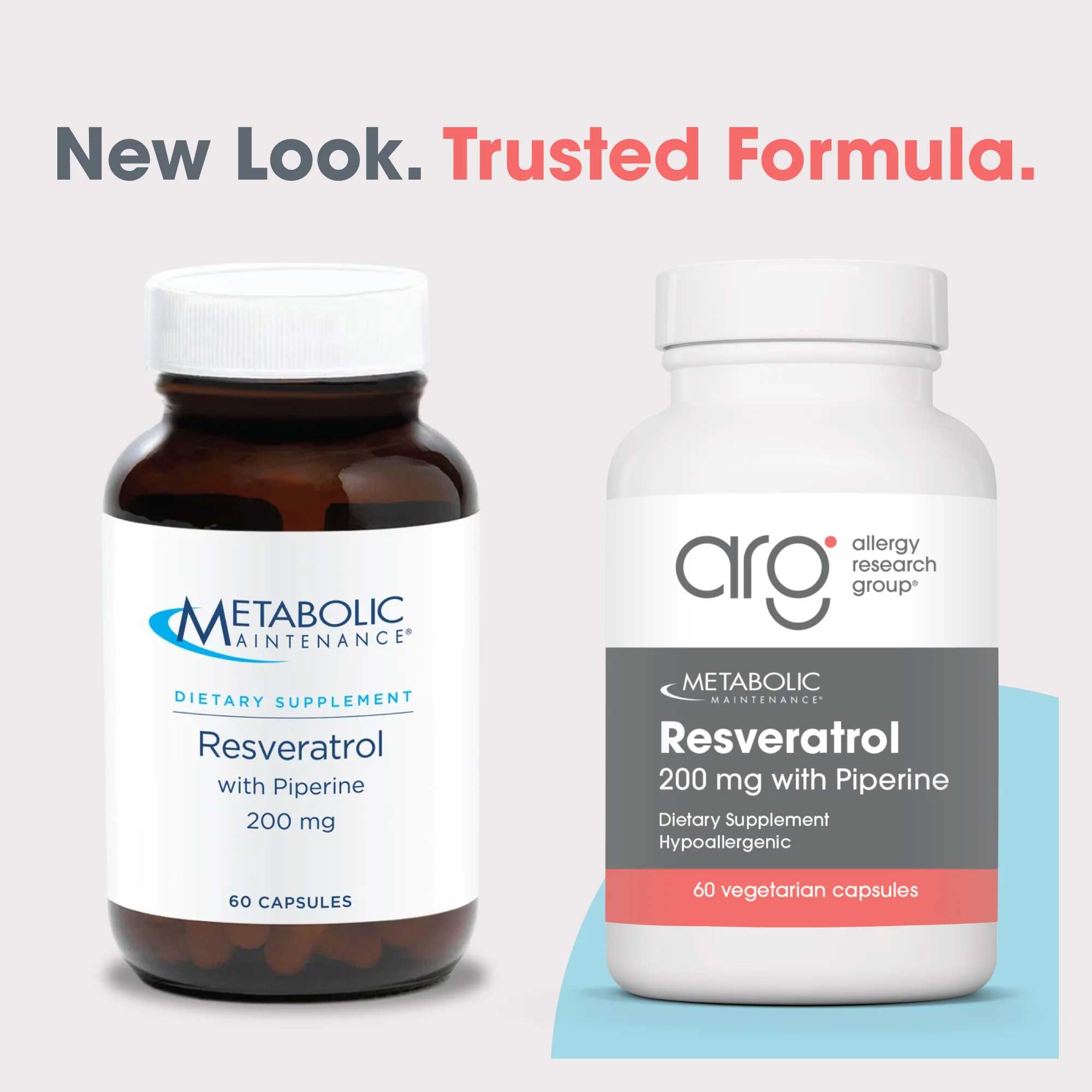Allergy Research Group Resveratrol with Piperine 200 mg (Formerly Metabolic Maintenance) New Look