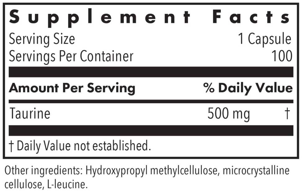 Allergy Research Group Taurine 500 mg Ingredients