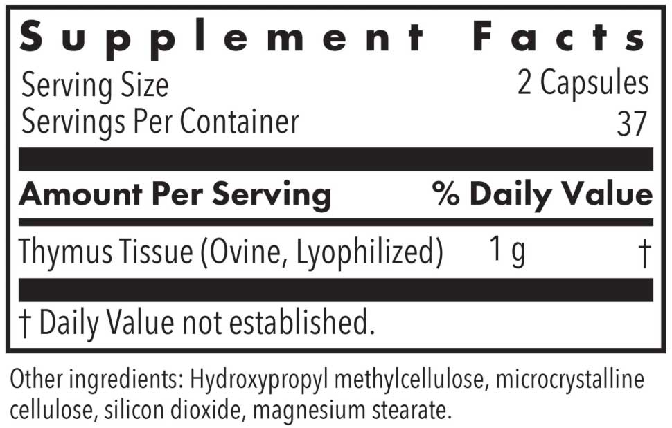 Allergy Research Group Thymus Ingredients