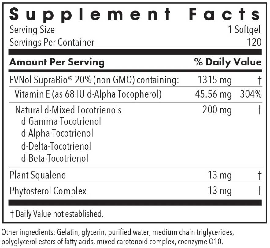 Allergy Research Group Tocomin SupraBio Tocotrienols 200 mg Ingredients