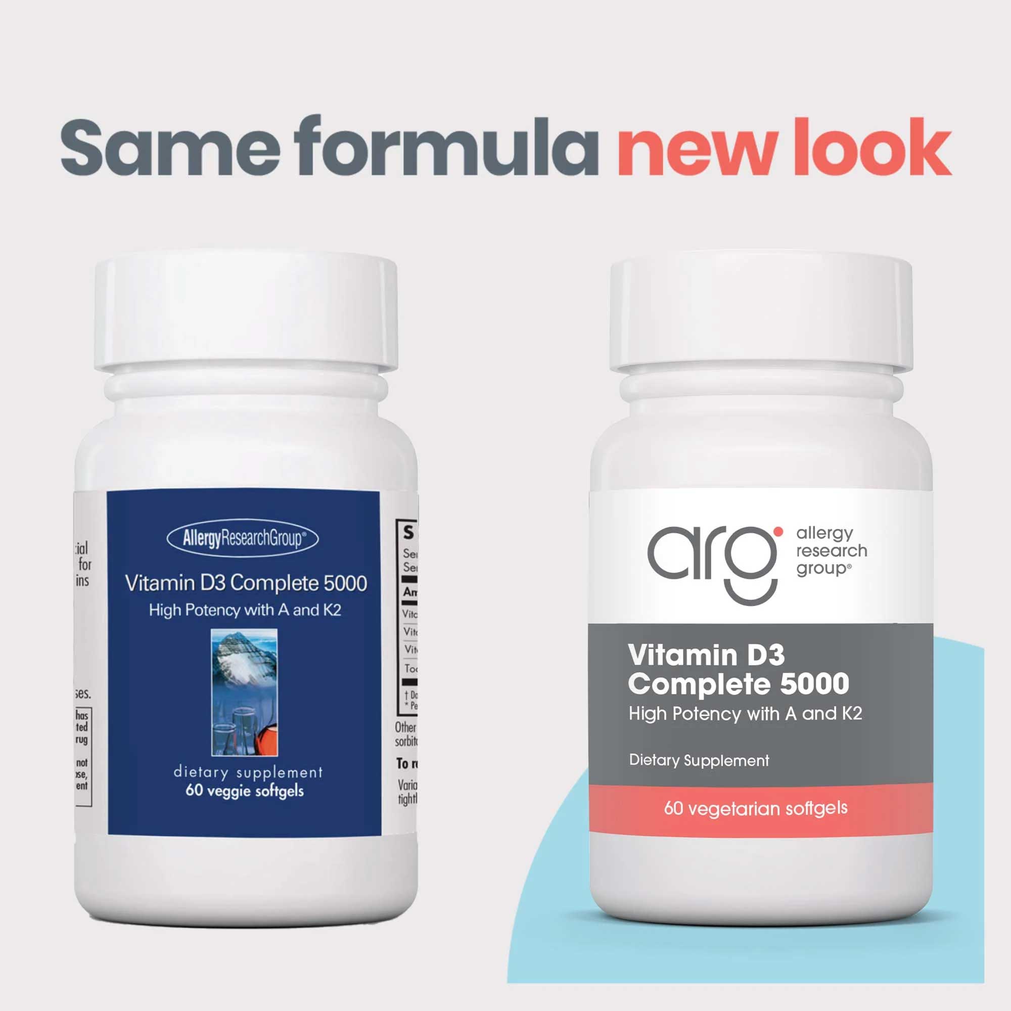 Allergy Research Group Vitamin D3 Complete 5000 IU Softgels (5000iu softgels) New Look