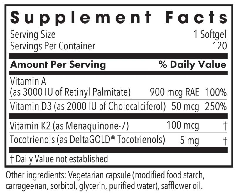 Allergy Research Group Vitamin D3 Complete Softgels (2000iu softgels) Ingredients
