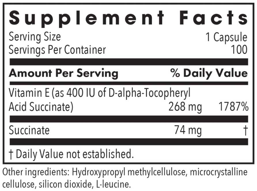 Allergy Research Group Vitamin E Succinate Ingredients