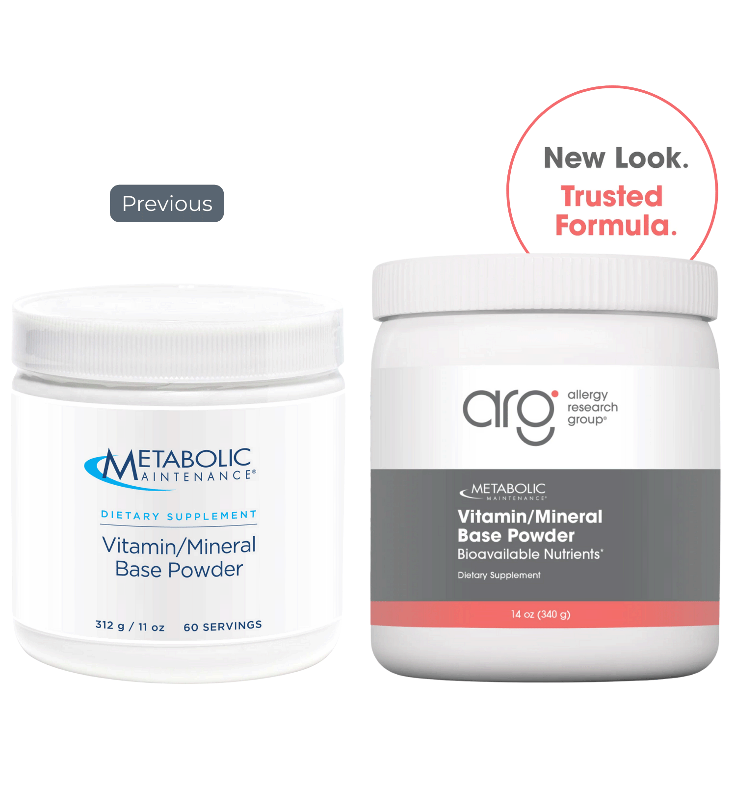 Allergy Research Group Vitamin/Mineral Base Powder (Formerly Metabolic Maintenance) New Look