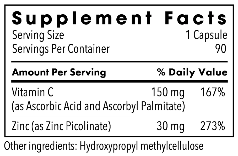 Allergy Research Group Zinc Picolinate 30 mg (Formerly Metabolic Maintenance) Ingredients