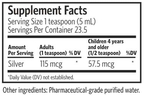 Argentyn 23 Professional Bio-Active Silver Hydrosol Daily+ Immune Support Liquid Ingredients