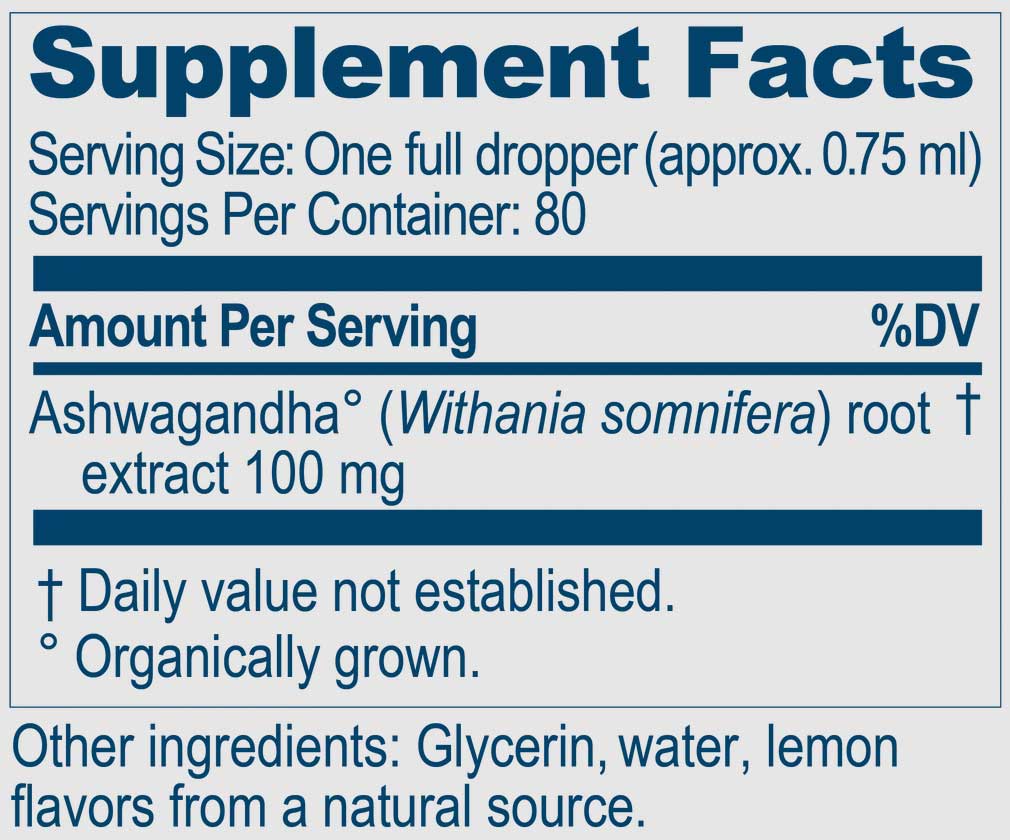 Ayush Herbs Adult Ashwagandha Drops Ingredients