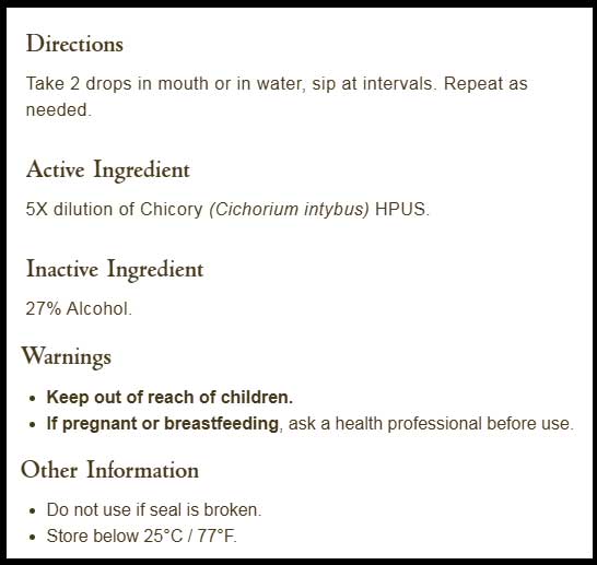 Bach Flower Remedies Chicory Ingredients