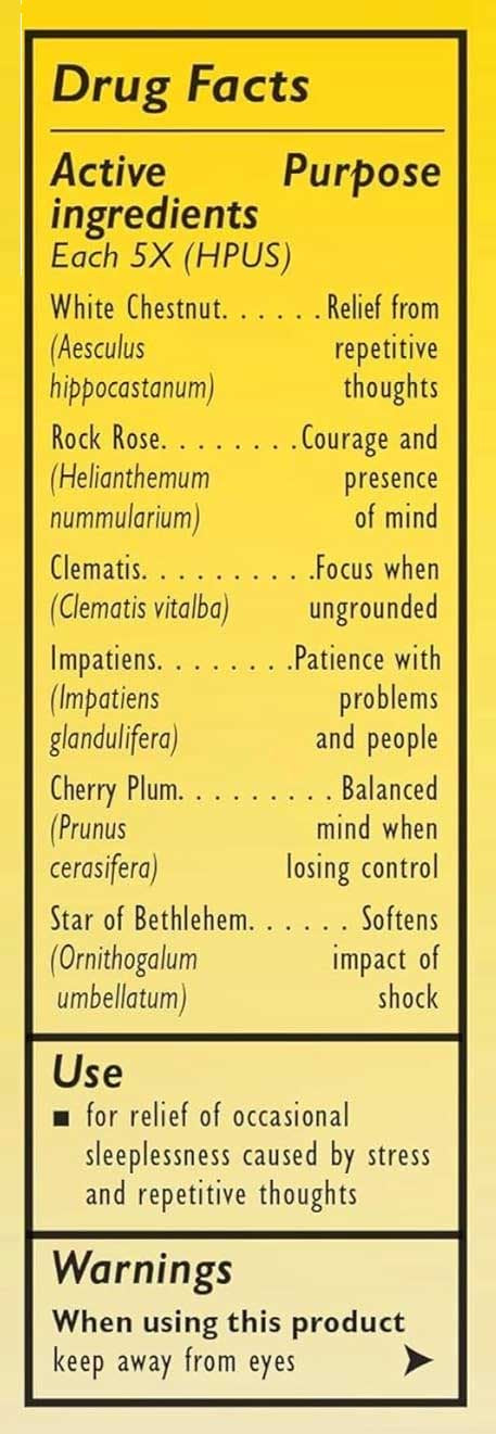 Bach Flower Remedies Rescue Sleep Dropper Ingredients